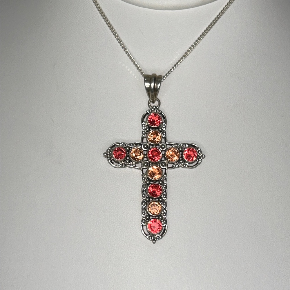 NWOT Genuine Nicky Butler Designer Multi Gemstone Cross Pendant Necklace